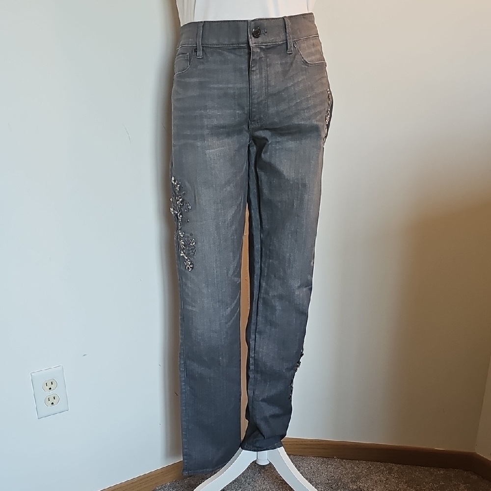 White House Black Market Gray Straight Leg Jeans